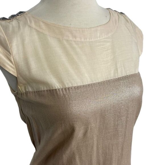 RACHEL Rachel Roy S Mini Dress Beige Gold Bubble Hem NYE Y2K Studded Party VTG - Picture 5 of 8